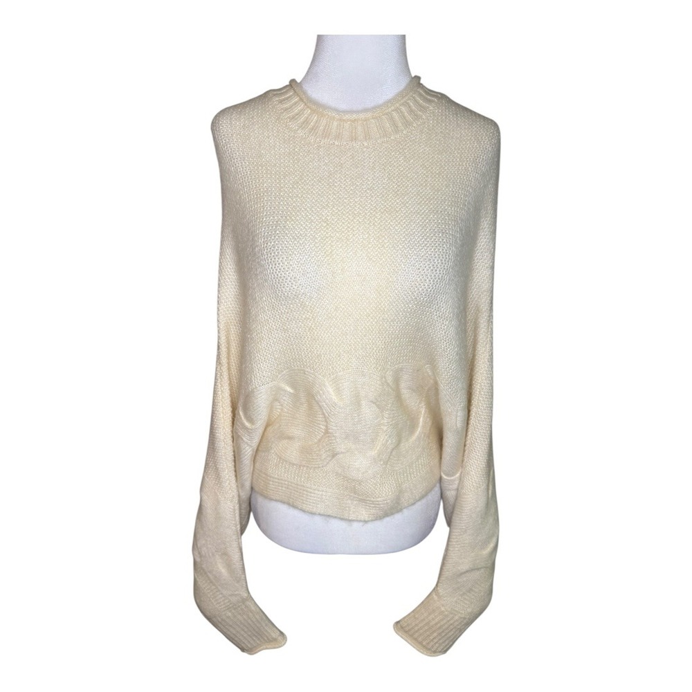 Parker Women's Cream Cable Knit Long‎ Sleeve Pullover Sweater Size Small NWT